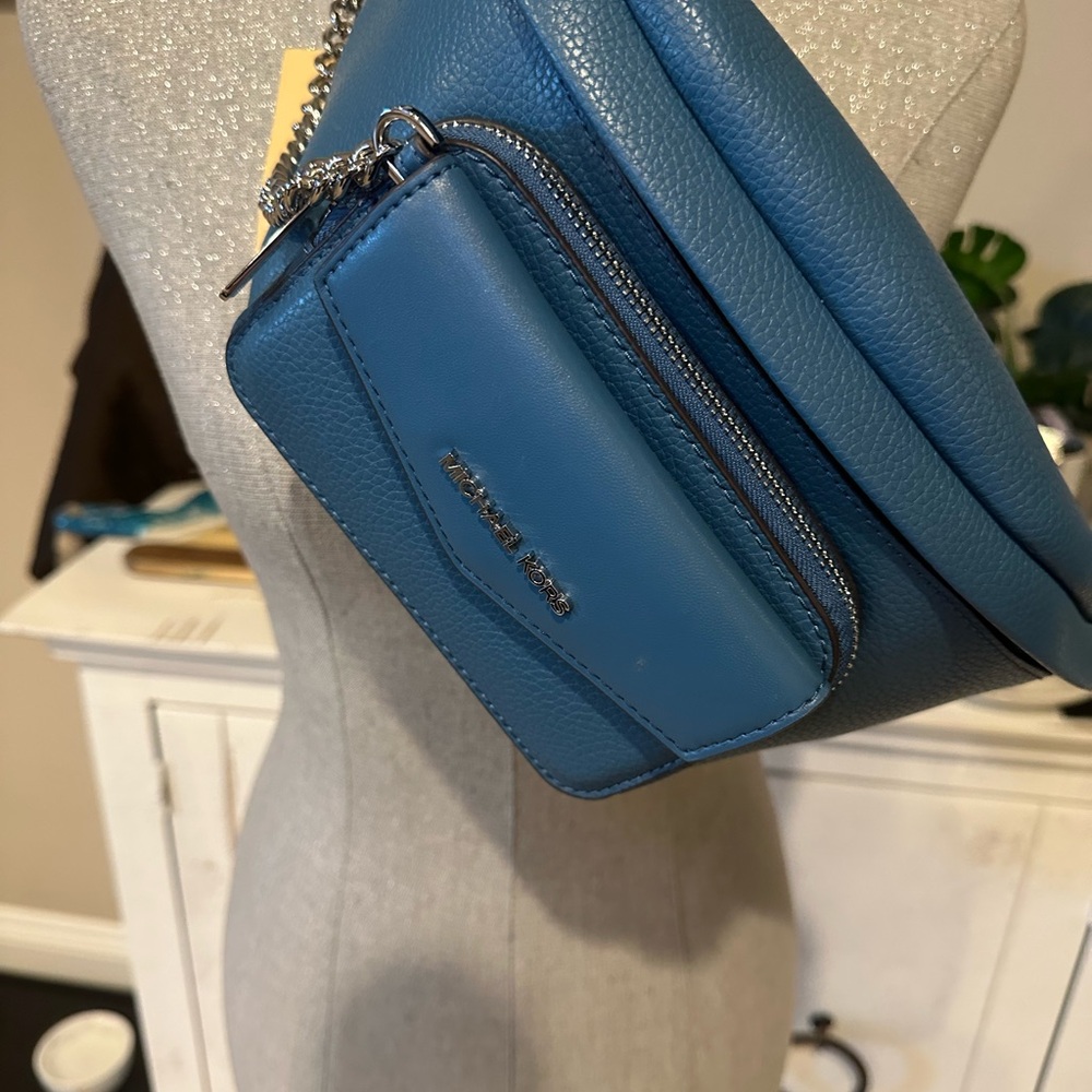 Michael Kors Blue Leather Crossbody Belt Bag - Picture 5 of 5